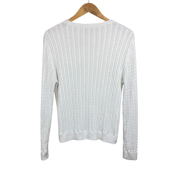 Lady Vesi Baylor BU Embroidered Silk Cotton Blend Long Sleeve Cable Knit Sweater - Picture 6 of 12